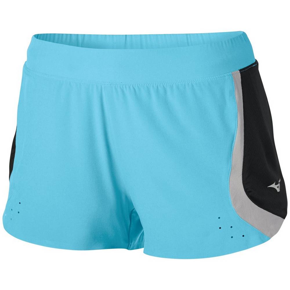 Mizuno Women's Aero 2.5" Shorts Blue Turquoise/Black (421667-YPI)